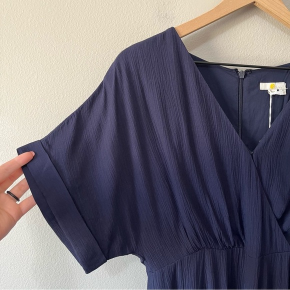 Boden Alice Faux Wrap Front Jumpsuit Short Sleeves Navy Blue Size 4 Petite NEW - Picture 5 of 13